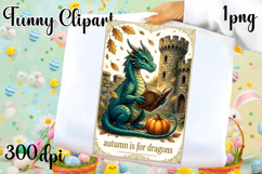 Vintage Fantasy Dragon Sublimation, Autumn Dragon Clipart Product Image 1