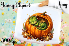 Vintage Fantasy Dragon Sublimation, Autumn Dragon Clipart Product Image 1