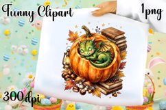 Vintage Fantasy Dragon Sublimation, Autumn Dragon Clipart Product Image 1