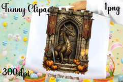 Vintage Fantasy Dragon Sublimation, Autumn Dragon Clipart Product Image 1