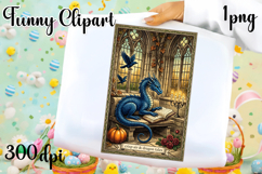 Vintage Fantasy Dragon Sublimation, Autumn Dragon Clipart Product Image 1