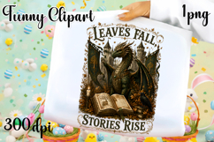 Vintage Fantasy Dragon Sublimation, Autumn Dragon Clipart Product Image 1