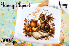 Vintage Fantasy Dragon Sublimation, Autumn Dragon Clipart Product Image 1