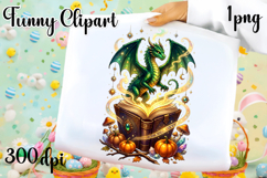 Vintage Fantasy Dragon Sublimation, Autumn Dragon Clipart Product Image 1