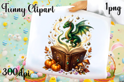 Vintage Fantasy Dragon Sublimation, Autumn Dragon Clipart Product Image 1