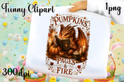 Vintage Fantasy Dragon Sublimation, Autumn Dragon Clipart Product Image 1