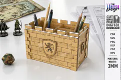 Fantasy Desk Organizer Laser Cut | Pencil Holder | Castle Product Image 1