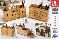 Dragon Desk Organizer Laser Cut Bundle | Pencil Holder | CNC Product Image 1