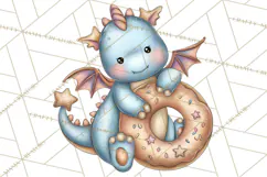 Whimsical Dragon Donut Clipart PNG, Adorable Dragon Png Product Image 5