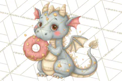 Whimsical Dragon Donut Clipart PNG, Adorable Dragon Png Product Image 2