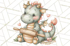 Whimsical Dragon Donut Clipart PNG, Adorable Dragon Png Product Image 4