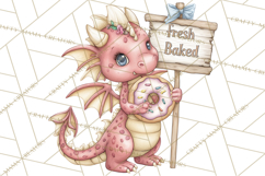 Whimsical Dragon Donut Clipart PNG, Adorable Dragon Png Product Image 2