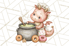Whimsical Dragon Donut Clipart PNG, Adorable Dragon Png Product Image 5