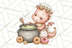Whimsical Dragon Donut Clipart PNG, Adorable Dragon Png Product Image 5