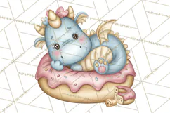Whimsical Dragon Donut Clipart PNG, Adorable Dragon Png Product Image 2