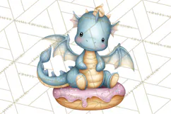 Whimsical Dragon Donut Clipart PNG, Adorable Dragon Png Product Image 4