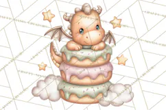 Whimsical Dragon Donut Clipart PNG, Adorable Dragon Png Product Image 5