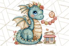 Whimsical Dragon Donut Clipart PNG, Adorable Dragon Png Product Image 2