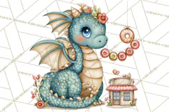 Whimsical Dragon Donut Clipart PNG, Adorable Dragon Png Product Image 2