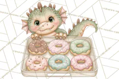 Whimsical Dragon Donut Clipart PNG, Adorable Dragon Png Product Image 2