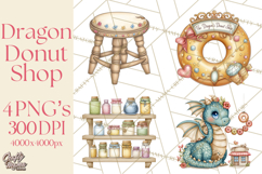Whimsical Dragon Donut Clipart PNG, Adorable Dragon Png Product Image 1