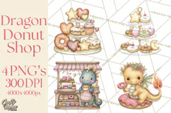 Whimsical Dragon Donut Clipart PNG, Adorable Dragon Png Product Image 1