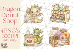 Whimsical Dragon Donut Clipart PNG, Adorable Dragon Png Product Image 1