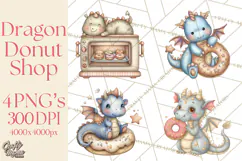 Whimsical Dragon Donut Clipart PNG, Adorable Dragon Png Product Image 1