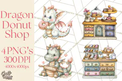 Whimsical Dragon Donut Clipart PNG, Adorable Dragon Png Product Image 1