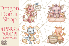 Whimsical Dragon Donut Clipart PNG, Adorable Dragon Png Product Image 1