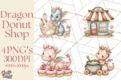 Whimsical Dragon Donut Clipart PNG, Adorable Dragon Png Product Image 1