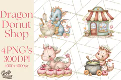Whimsical Dragon Donut Clipart PNG, Adorable Dragon Png Product Image 1