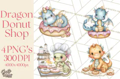 Whimsical Dragon Donut Clipart PNG, Adorable Dragon Png Product Image 1