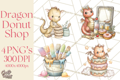 Whimsical Dragon Donut Clipart PNG, Adorable Dragon Png Product Image 1
