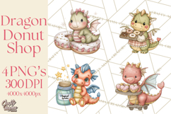 Whimsical Dragon Donut Clipart PNG, Adorable Dragon Png Product Image 1