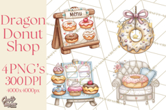 Whimsical Dragon Donut Clipart PNG, Adorable Dragon Png Product Image 1