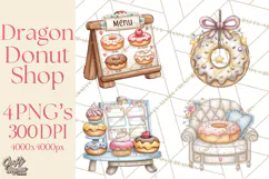 Whimsical Dragon Donut Clipart PNG, Adorable Dragon Png Product Image 1