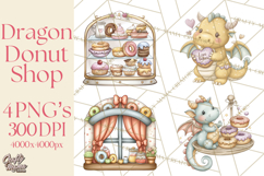 Whimsical Dragon Donut Clipart PNG, Adorable Dragon Png Product Image 1