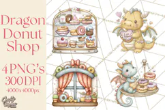Whimsical Dragon Donut Clipart PNG, Adorable Dragon Png Product Image 1