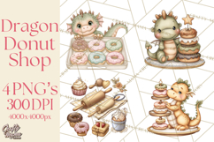 Whimsical Dragon Donut Clipart PNG, Adorable Dragon Png Product Image 1
