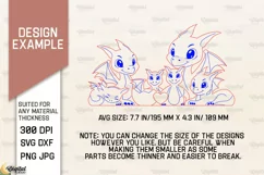 Dragon Family Puzzle SVG. Dragon Figurine Laser Cut Product Image 2