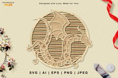 Oriental Dragon with Striped Round Layered Laser Cutting SVG Product Image 1