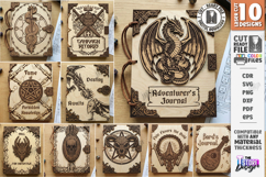 Fantasy RPG &amp; Dragon Notebook Laser Cut Cover SVG Bundle Product Image 1