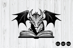 Dragon Reading Book SVG, Dragon SVG Product Image 1