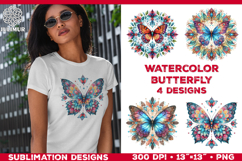 Watercolor Mandala Butterfly Sublimation Designs for T-Shirt Product Image 1