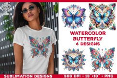 Watercolor Mandala Butterfly Sublimation Designs for T-Shirt Product Image 1