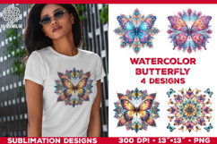 Watercolor Mandala Butterfly Sublimation Designs for T-Shirt Product Image 1