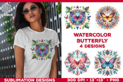 Watercolor Mandala Butterfly Sublimation Designs for T-Shirt Product Image 1