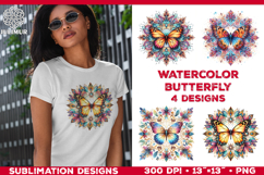 Watercolor Mandala Butterfly Sublimation Designs for T-Shirt Product Image 1