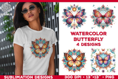 Watercolor Mandala Butterfly Sublimation Designs for T-Shirt Product Image 1